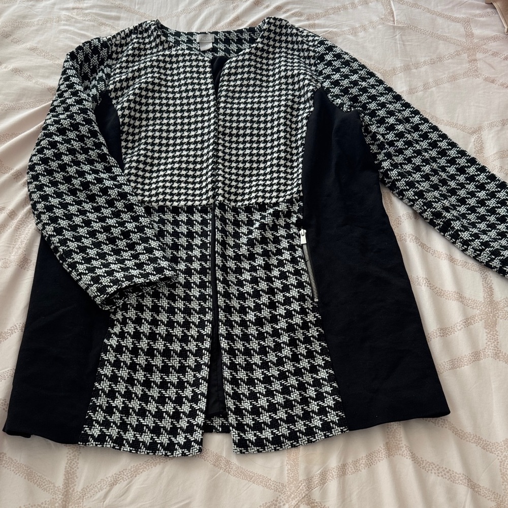 Chico's Black and White Houndstooth Jacket